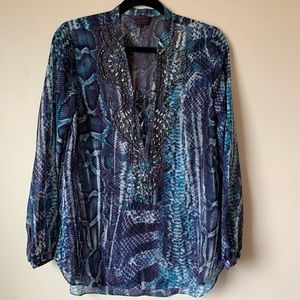 Hale Bob Beaded Chiffon Top